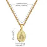 Colgante de la Virgen María HNSP, Medalla Milagrosa, Collar Católico de Acero Inoxidable, Joyería Religiosa para Hombres y Mujeres, Regalo 2