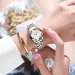 POEDAGAR, reloj de pulsera de lujo para mujer, luminoso, resistente al agua, fecha, semana, relojes de vestir para mujer, reloj de acero inoxidable para mujer, reloj de cuarzo + caja 6
