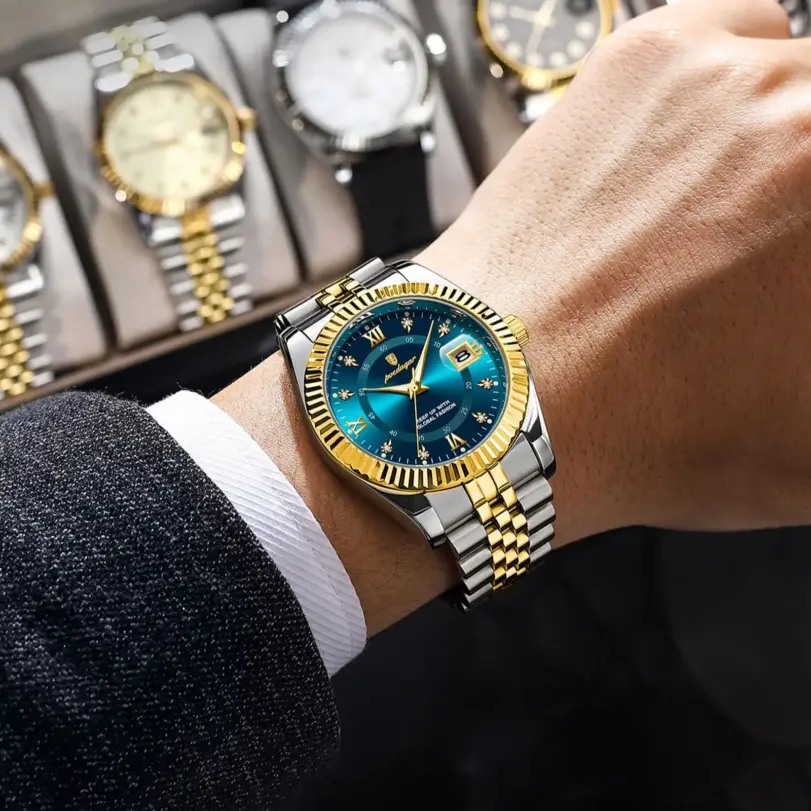 Reloj de pulsera POEDAGAR de marca de lujo para hombre, reloj luminoso resistente al agua con fecha para hombre, relojes deportivos de cuarzo de acero inoxidable de alta calidad para hombre 6