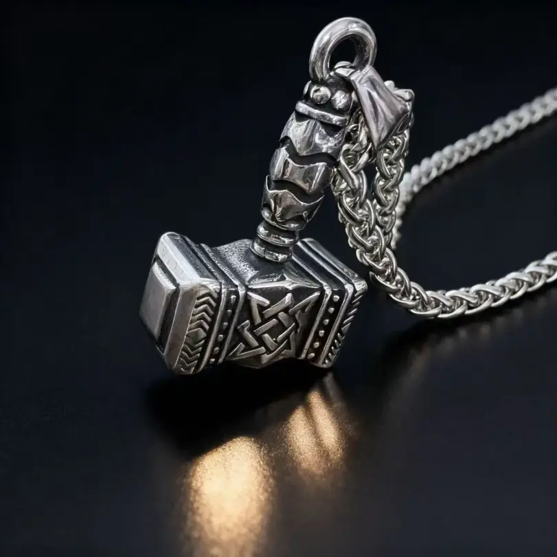 Collar con colgante de martillo de Thor, mitología nórdica, Mjolnir, runa de Odín, de acero inoxidable 316L, para hombre, regalo, accesorios de joyería vikinga. 5