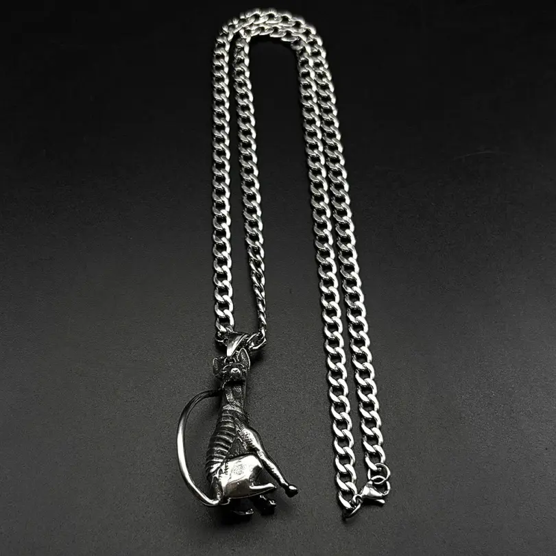 HNSP 316L Acero inoxidable esfinge gato colgante collar de cadena para hombres accesorios de joyería gótica 4