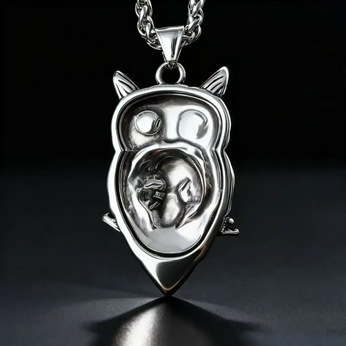 Collar con colgante de calavera de búho de acero inoxidable HNSP 316L para hombre, estilo punk gótico, accesorio de joyería para Halloween, regalo. 2
