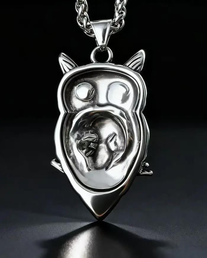 Collar con colgante de calavera de búho de acero inoxidable HNSP 316L para hombre, estilo punk gótico, accesorio de joyería para Halloween, regalo. 2