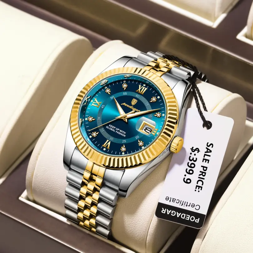 Reloj de pulsera POEDAGAR deportivo de lujo para hombre, Reloj de cuarzo militar para hombre, resistente al agua, fecha luminosa, relojes de acero inoxidable para hombre 1