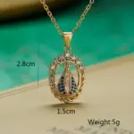 NEWBUY joyería religiosa de alta calidad para mujer, collar de cadena de acero inoxidable con incrustaciones de circonita cúbica de cobre, colgante de la Virgen María 5