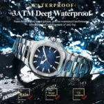 Reloj de pulsera POEDAGAR elegante para mujer, reloj luminoso resistente al agua con calendario para mujer, relojes cuadrados de cuarzo de acero inoxidable para mujer 3
