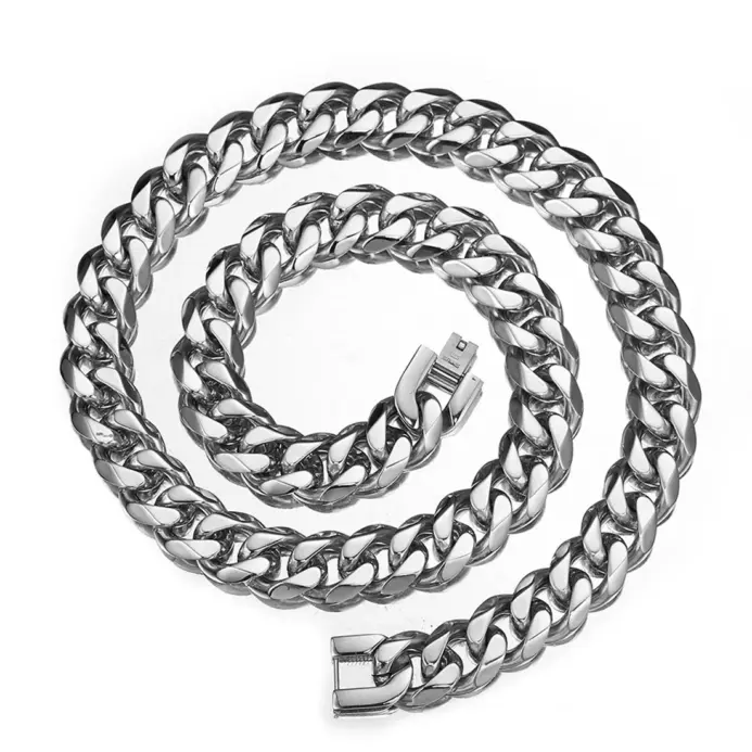 HNSP Cadena de Eslabones Cubanos Miami de Acero Inoxidable 316L para Hombre, Joyería de 7MM/9MM/15MM de Grosor, Accesorios Pesados de Estilo Urbano Punk 1