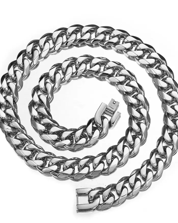HNSP Cadena de Eslabones Cubanos Miami de Acero Inoxidable 316L para Hombre, Joyería de 7MM/9MM/15MM de Grosor, Accesorios Pesados de Estilo Urbano Punk 1
