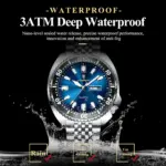 POEDAGAR Reloj de pulsera deportivo de lujo para hombre, Reloj de cuarzo luminoso resistente al agua con calendario semanal para hombre, relojes de acero inoxidable para hombre + caja 2