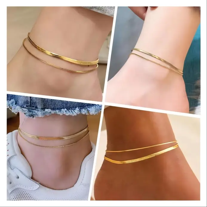 Tobilleras de acero inoxidable 316L a la moda para mujer, joyería bohemia de fiesta a la moda, accesorios de verano para playa sin deslustre 2