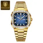 POEDAGAR, reloj cuadrado de lujo para hombre, resistente al agua, luminoso, con fecha, semana, reloj para hombre, relojes de cuarzo informales de acero inoxidable a la moda para hombre 13