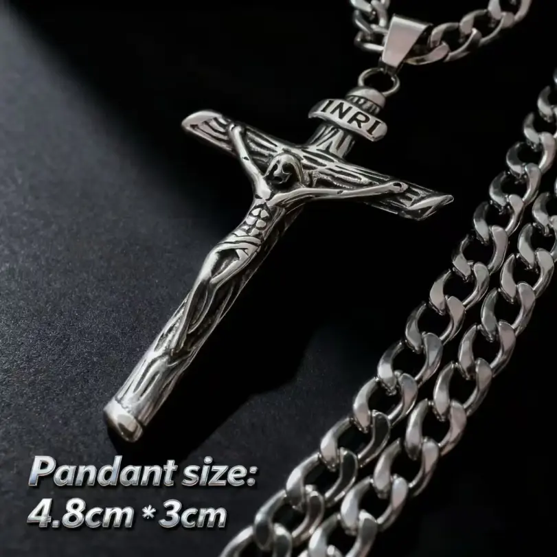 HNSP 316L Acero inoxidable Jesús Cruz colgante collar para hombres joyería accesorios regalos religiosos 5