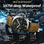 POEDAGAR, reloj militar de lujo para hombre, resistente al agua, luminoso, cronógrafo con fecha, reloj para hombre, relojes deportivos informales de cuero de cuarzo para hombre 3