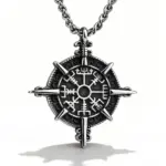 HNSP 316L Acero inoxidable vikingo runa brújula colgante collar para hombres accesorios de joyería 5