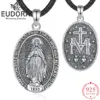 Collar de Plata de Ley 925 con la Virgen María para Mujer y Hombre, Medalla de la Virgen María en Oro, Colgante de Cruz, Joyería Religiosa, Regalo 1