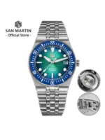 San Martin 40mm esmalte espiral Dial pulsera integrada hombres reloj de buceo Miyota 9015 mecánico automático impermeable 200m SN0148 1 San Martin 40mm esmalte espiral Dial pulsera integrada hombres reloj de buceo Miyota 9015 mecánico automático impermeable 200m SN0148 1