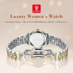 POEDAGAR, reloj de pulsera de lujo para mujer, luminoso, resistente al agua, fecha, semana, relojes de vestir para mujer, reloj de acero inoxidable para mujer, reloj de cuarzo + caja 4