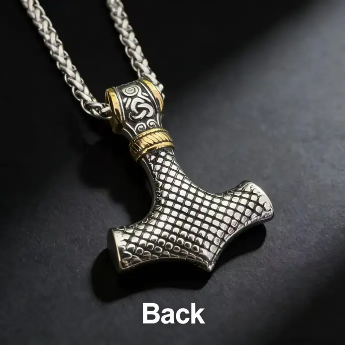 Collar con colgante de runas nórdicas de Odín y martillo de Thor de acero inoxidable HNSP 316L para hombre, accesorios de joyería. 2
