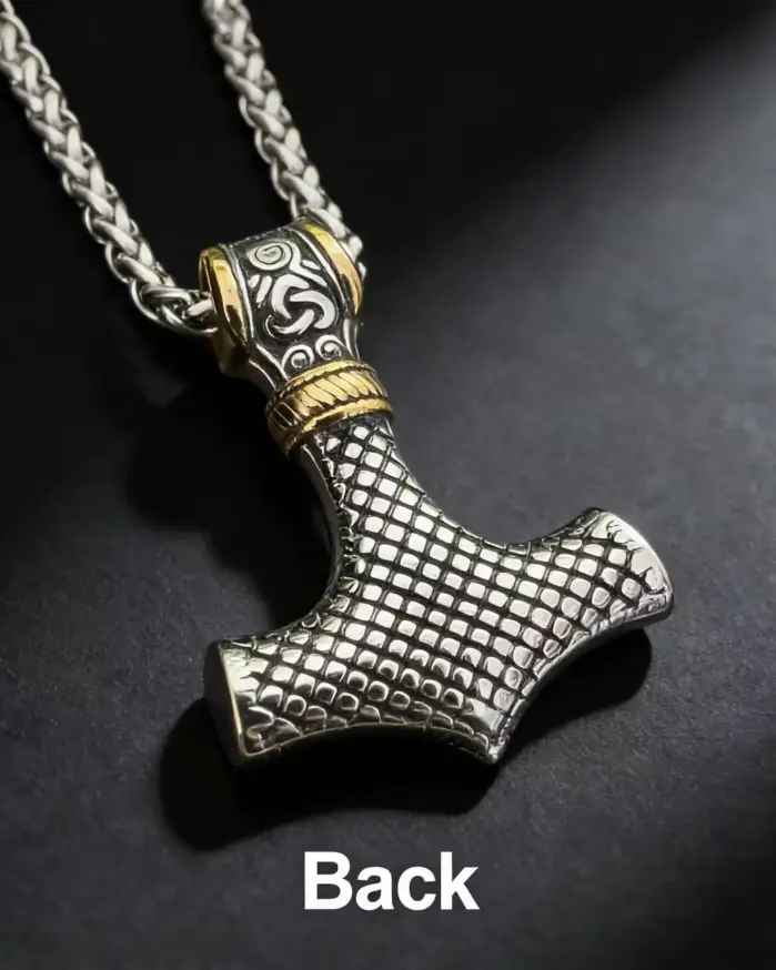 Collar con colgante de runas nórdicas de Odín y martillo de Thor de acero inoxidable HNSP 316L para hombre, accesorios de joyería. 2
