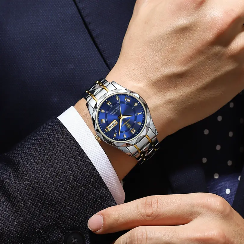 Reloj de pulsera POEDAGAR de lujo para hombre, reloj luminoso resistente al agua con fecha y semana para hombre, relojes de acero inoxidable para hombre, reloj deportivo de cuarzo para hombre 6