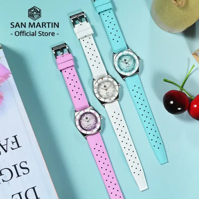 Reloj de Pulsera para Mujer San Martin 2026 de 32.5mm, Elegante y Lujoso, Reloj de Cuarzo, Moda Femenina, Esfera Guilloché con Madreperla, Zafiro, Resistente al Agua 200m, SN0151 2