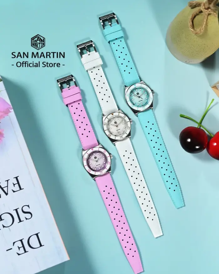 Reloj de Pulsera para Mujer San Martin 2026 de 32.5mm, Elegante y Lujoso, Reloj de Cuarzo, Moda Femenina, Esfera Guilloché con Madreperla, Zafiro, Resistente al Agua 200m, SN0151 2