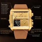Reloj de pulsera POEDAGAR de lujo para hombre, Reloj rectangular resistente al agua luminoso para día y semana, relojes digitales multifunción para hombre, Reloj de cuarzo 4
