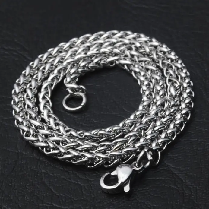 Collar de cadena de cuerda trenzada de acero inoxidable HNSP para hombre, joyería versátil para el cuello, colgante, accesorios de cadena en negro/dorado, 3/4/5/6/8MM 2