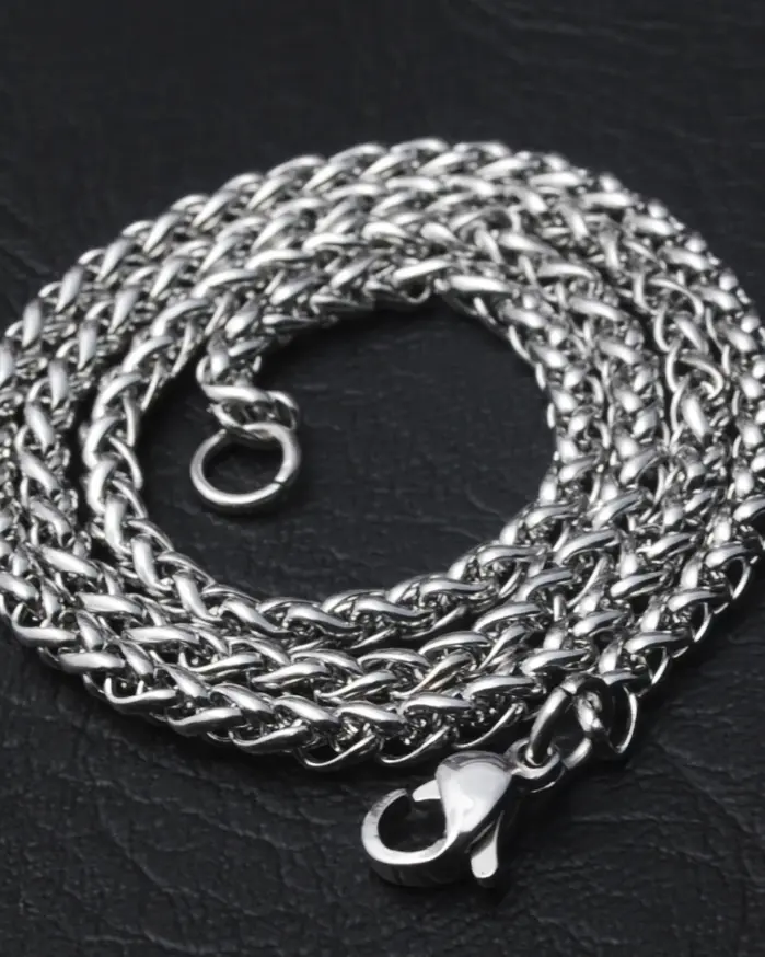 Collar de cadena de cuerda trenzada de acero inoxidable HNSP para hombre, joyería versátil para el cuello, colgante, accesorios de cadena en negro/dorado, 3/4/5/6/8MM 2