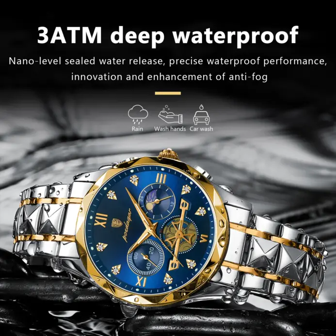 Reloj de pulsera POEDAGAR de lujo para hombre, reloj cronógrafo luminoso resistente al agua para hombre, relojes de cuarzo de acero inoxidable para hombre, reloj para hombre 2