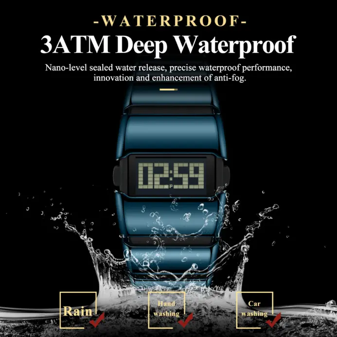 Reloj POEDAGAR Original LED para Hombre, Resistente al Agua, con Calendario Semanal, Alarma, Reloj de Pulsera Deportivo de Acero Inoxidable, Relojes Electrónicos para Hombre 2