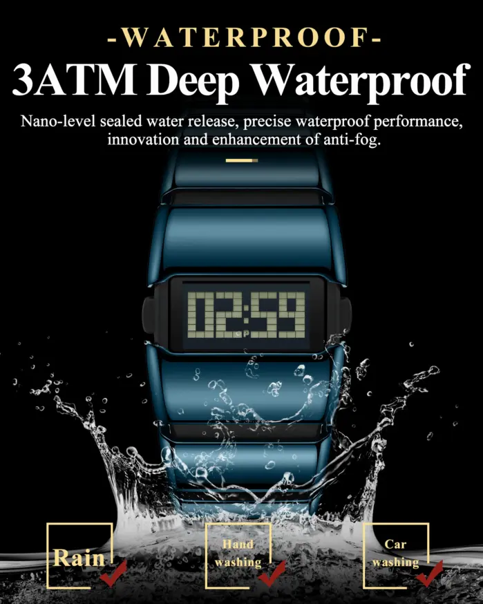 Reloj POEDAGAR Original LED para Hombre, Resistente al Agua, con Calendario Semanal, Alarma, Reloj de Pulsera Deportivo de Acero Inoxidable, Relojes Electrónicos para Hombre 2