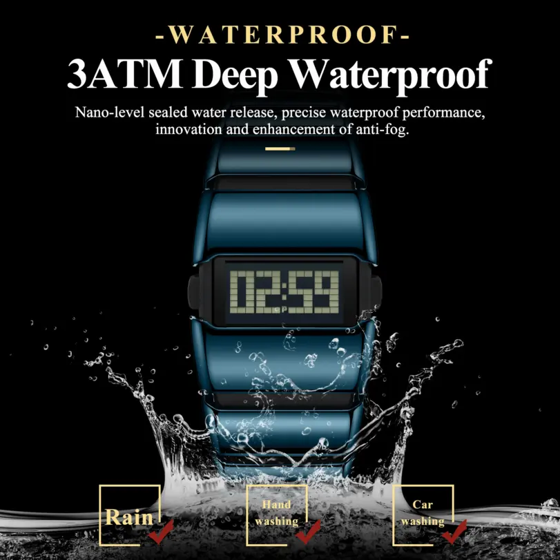 Reloj POEDAGAR Original LED para Hombre, Resistente al Agua, con Calendario Semanal, Alarma, Reloj de Pulsera Deportivo de Acero Inoxidable, Relojes Electrónicos para Hombre 2