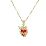 collares con colgante de corazón de cristal rojo con cadena de Color dorado a la moda para mujer, joyería ostentosa 6 collares con colgante de corazón de cristal rojo con cadena de Color dorado a la moda para mujer, joyería ostentosa 6