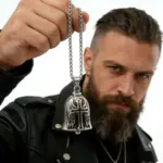 Collar con Colgante de Campana Vikinga de Acero Inoxidable 316L HNSP con Triángulo de Odín para Hombre, Joyería, Accesorios para Motocicleta, Regalo 2
