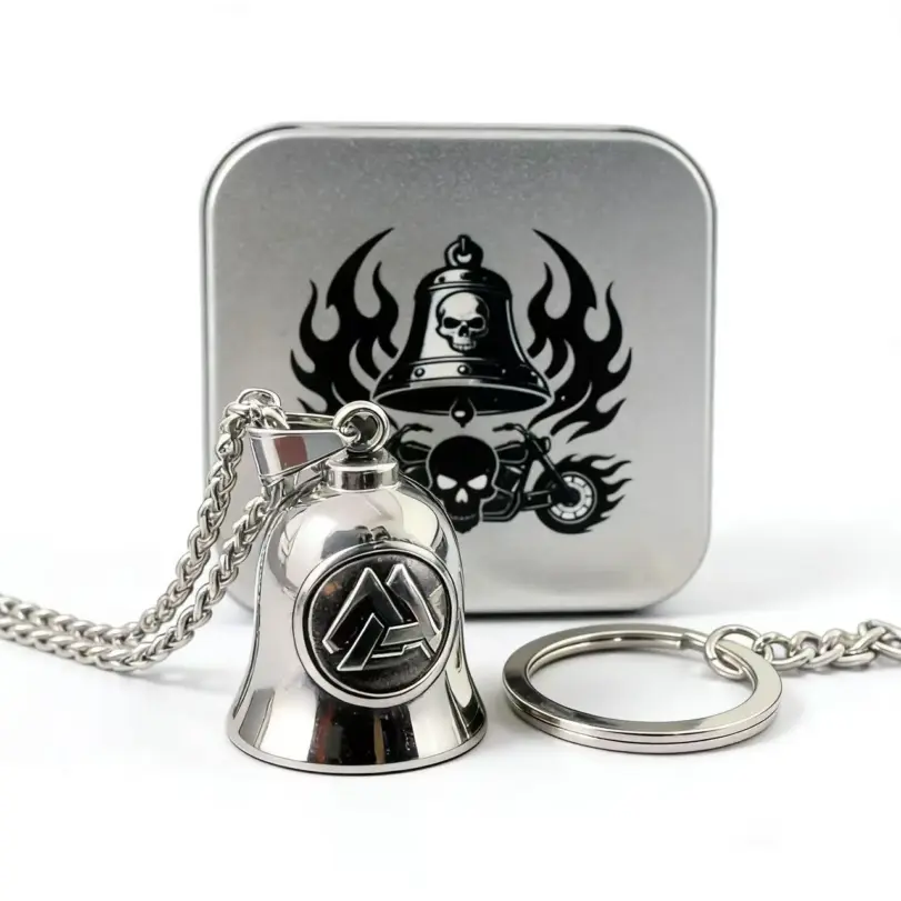 Collar con Colgante de Campana Vikinga de Acero Inoxidable 316L HNSP con Triángulo de Odín para Hombre, Joyería, Accesorios para Motocicleta, Regalo 1