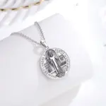 Original Plata de Ley 925 collar con medalla de San Benito Cruz amuleto colgante joyería religiosa regalo para hombre 3