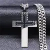 Collar con colgante de cruz de acero inoxidable HNSP 316L, cadena cubana para hombre, estilo minimalista, accesorios de joyería impermeables 1