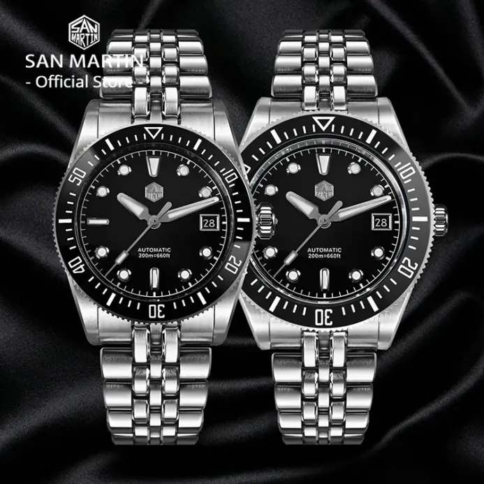 Reloj de buceo para hombre San Martin de 37,5mm y 40mm con esfera sencilla clásica, reloj mecánico automático de lujo Miyota 9015, resistente al agua hasta 200m SN0148 2