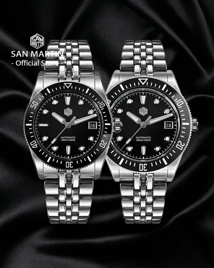 Reloj de buceo para hombre San Martin de 37,5mm y 40mm con esfera sencilla clásica, reloj mecánico automático de lujo Miyota 9015, resistente al agua hasta 200m SN0148 2