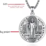 Original Plata de Ley 925 collar con medalla de San Benito Cruz amuleto colgante joyería religiosa regalo para hombre 7