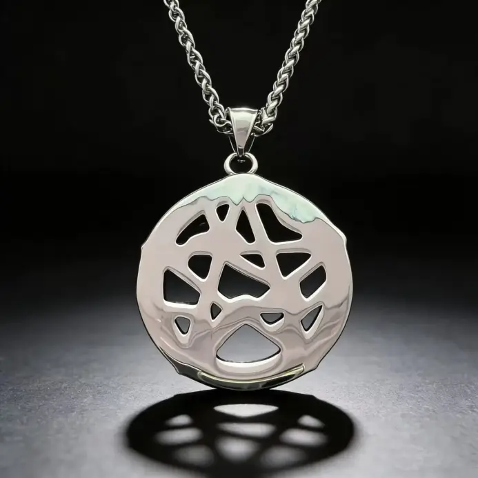 Collar con colgante de runa misteriosa entrelazada con serpiente y pentagrama de acero inoxidable HNSP 316L para hombre, accesorios de joyería gótica. 2