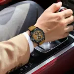 Reloj de pulsera POEDAGAR de lujo para hombre, relojes de cuarzo de cuero originales para hombre, cronógrafo con fecha, reloj luminoso resistente al agua para hombre + caja 5