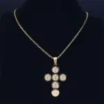 Collar con colgante de cruz de San Benito de acero inoxidable HNSP para hombres y mujeres, joyería, accesorio exorcista, regalos. 6