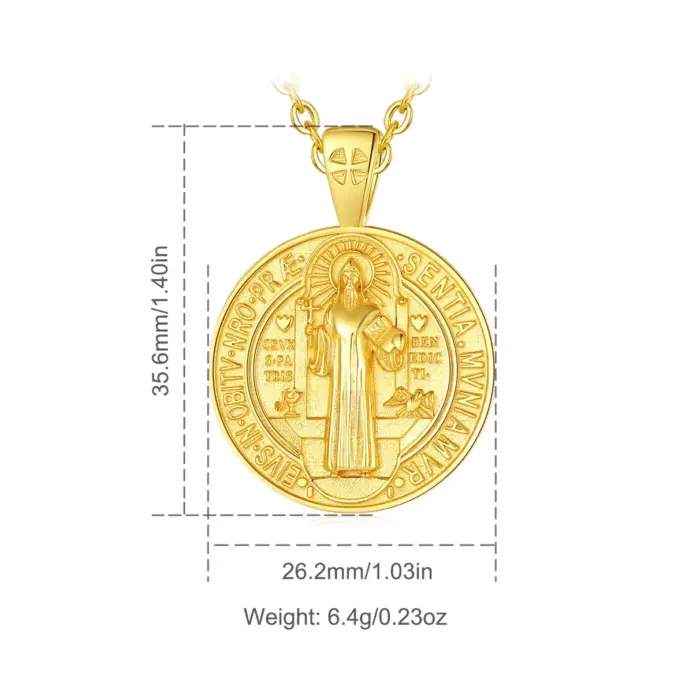 nuevo colgante de amuleto de cruz de oro de 18 quilates de San Benito de Plata de Ley 925, joyería religiosa, regalo exquisito para hombres y mujeres 2