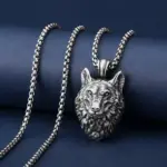 HNSP 316L Acero inoxidable vikingo cabeza de lobo colgante collar para hombres Punk gótico accesorios de joyería 6
