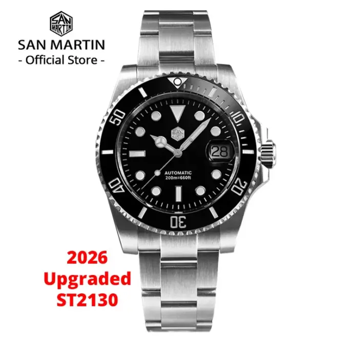 San Martin versión mejorada 40mm Water Ghost Diver reloj hombres relojes mecánicos automáticos de lujo zafiro impermeable 200m SN0017 1