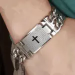 HNSP Pulsera de cadena cubana de acero inoxidable 316L de 24 mm de ancho para hombre, joyería masculina, pulsera envolvente, accesorio punk 1