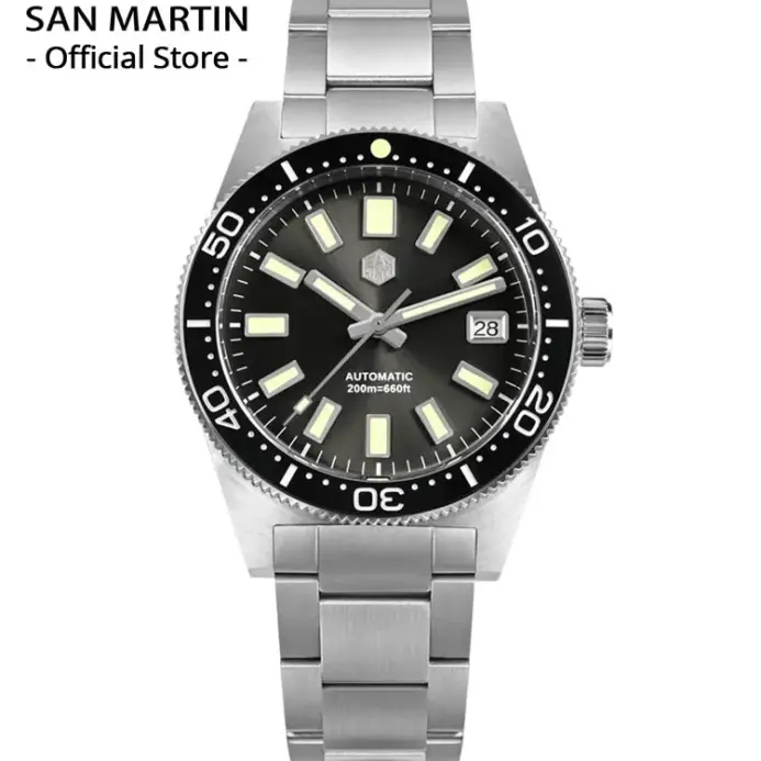 Reloj de buceo San Martin 62mas 39mm clásico NH35 hombres relojes mecánicos automáticos zafiro impermeable 200m SLN C3 luminoso SN0007 1