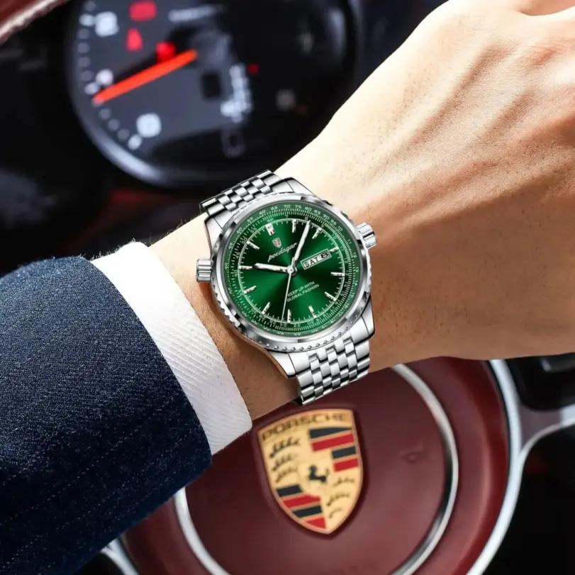 Reloj POEDAGAR de lujo para hombre, reloj de cuarzo con fecha y semana de acero inoxidable para hombre, relojes militares luminosos resistentes al agua de alta calidad para hombre 4